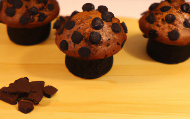 Muffins au chocolat garnis de pépites de chocolat noir