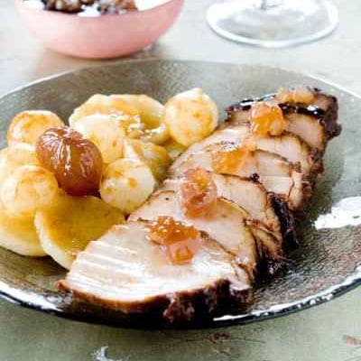 Roti de porc fermier aux marrons glacés et 5 parfums