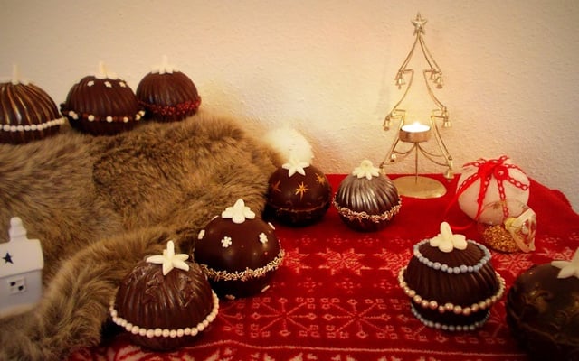 Boules de Noël chocolat framboise