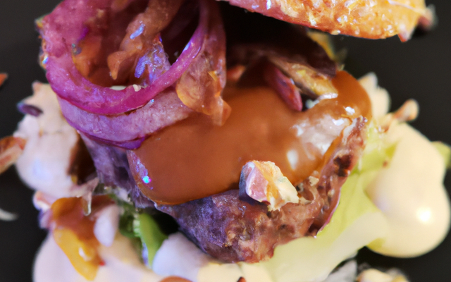 Burger de lapin à l'aïoli et oignons caramélisés