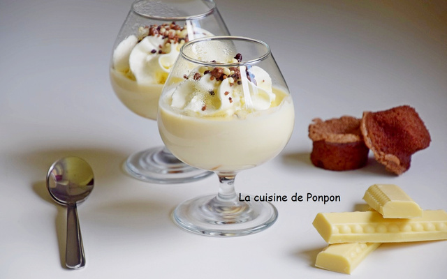 Crème au chocolat blanc, sans œuf et sans farine