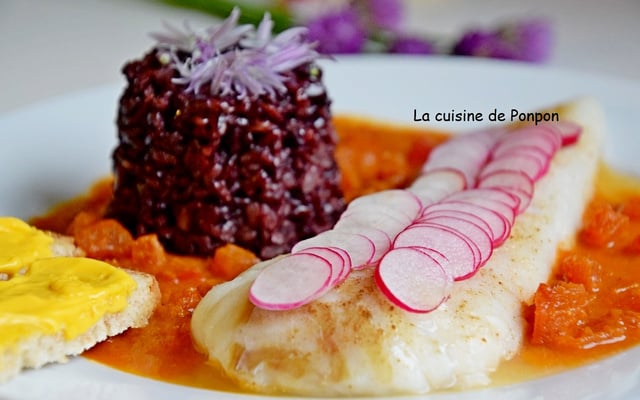 Filet de cabillaud cuit à basse température à la sauce américaine