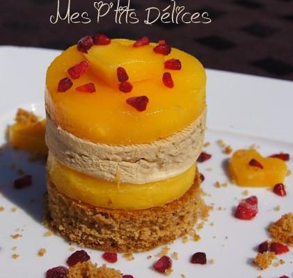 Mille feuille de pain d'épices, mangue et foie gras