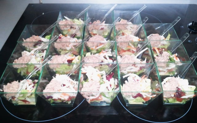 Verrine de petit pois, carrotte et  thon