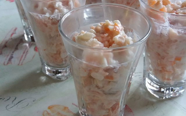 Verrine de surimi et saumon fumé