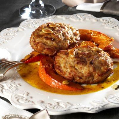 Steak de Poulet grillé, potimarron confit miel et cardamome