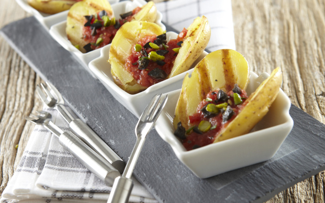 Pompadour Label Rouge grillées aux pistaches et à la tomate