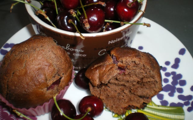 Muffins chocolat et cerises