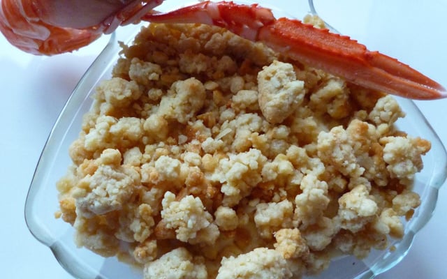 Crumble de fruits de mer, Lichette en sabayon