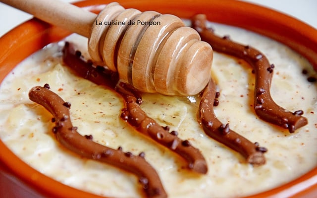 Riz au lait à l'amlou à l'amande et miel d'oranger