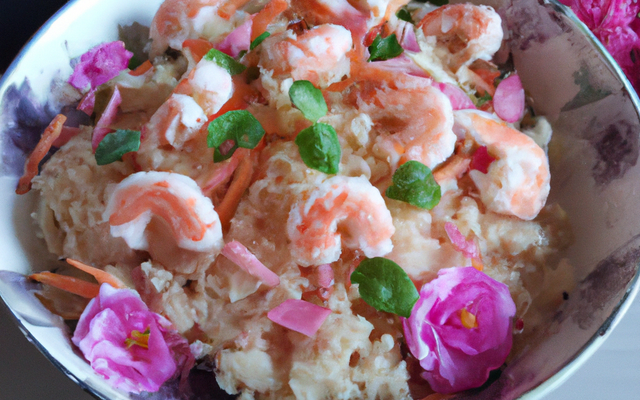 Salade de nouilles de riz et crevettes roses