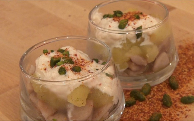 Verrines de boudin blanc à la pomme
