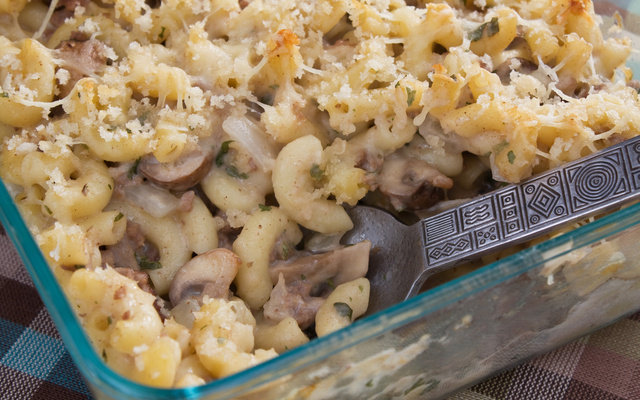 Gratin de coquillettes aux champignons