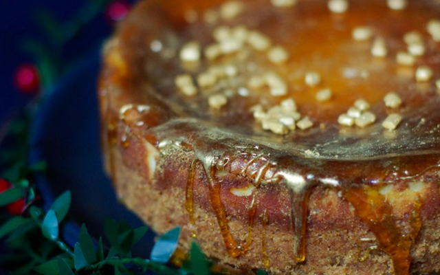 Cheese-cake au mascarpone, petits Lu et caramel