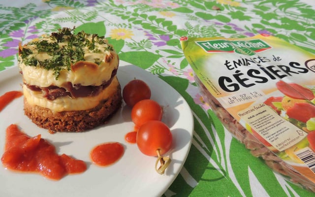 Cheesecake aux gésiers compotée de tomates cerises