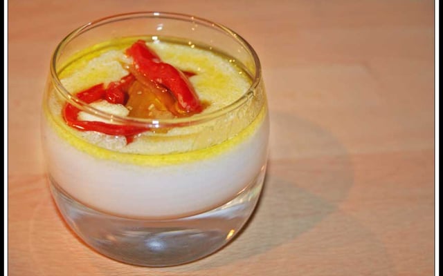 Panna cotta coriandre, légumes du soleil