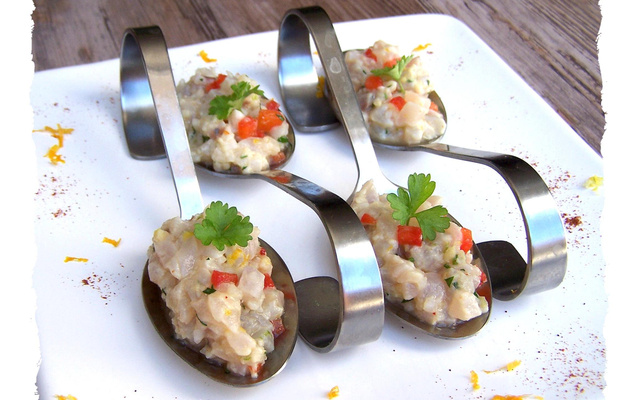 Tartare de liche au vinaigre de mandarine