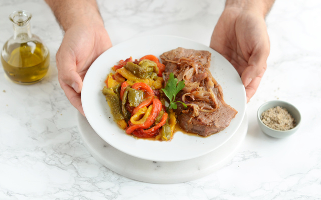 Bavette à l'échalote et sa salade de poivrons