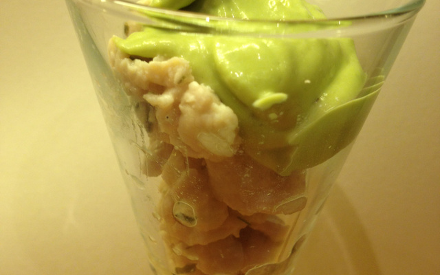 Verrine de poulet Asiatique, mayonnaise d'avocat