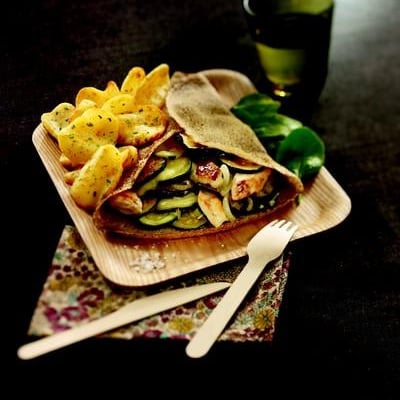 Galettes de sarrasin au poulet et légumes