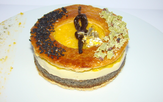 Sensation d'une galette "Inspiration Japonaise" sésame noir, Matcha et mandarine