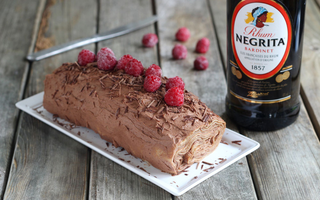 Roulé de crêpes au Rhum et chocolat