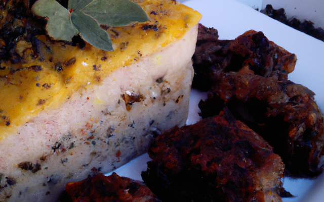 Parmentier de céleri et boudin noir, chapelure de pain d'épices