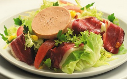 Salade gourmande au foie gras