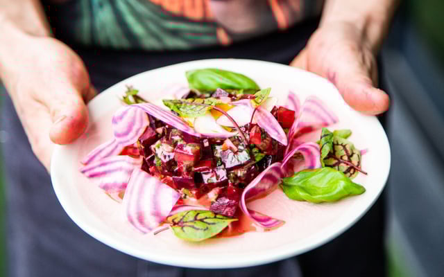 Tartare de betterave, jaune d'œuf mariné