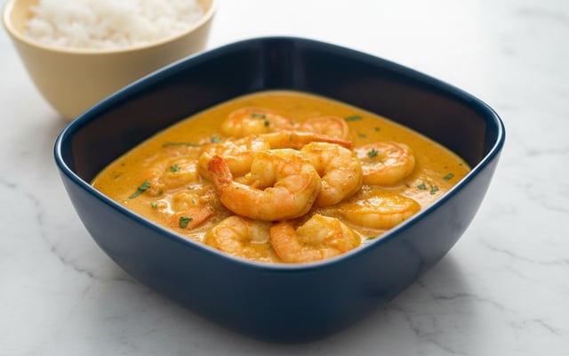 Crevettes au curry et coco
