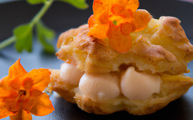 Fine de claire à la crème de choux fleur au parfum exotique et perles de truite