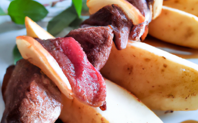 Brochette de canard à la poire