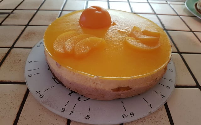 Bavarois pêche praliné