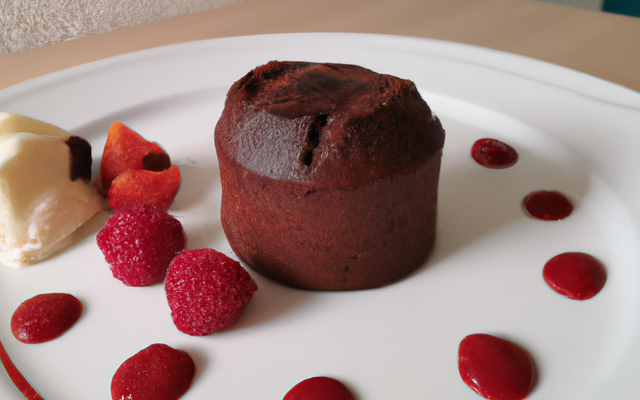 Fondant au chocolat et son coulis de framboises