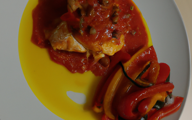 Lotte au coulis de poivrons rouges