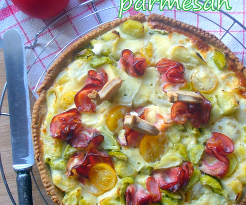 Tarte aux poireaux bacon fumé et parmesan