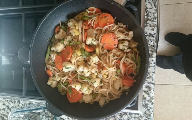 Spaghettis aux légumes façon Asiatique
