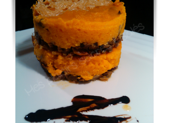 Mille-feuille craquant de potiron et canard confit