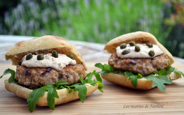Burgers "vitello tonnato" (burgers de veau sauce au thon)