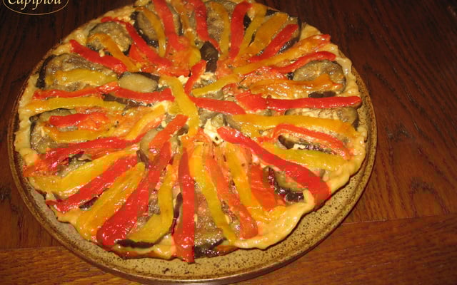 Tatin poivrons, aubergine, camembert