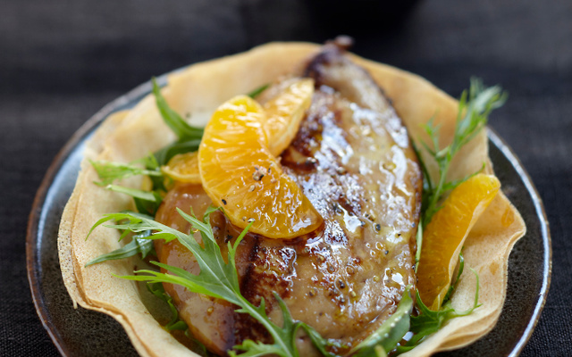 Foie gras fermier des Landes chaud aux clémentines de Corse IGP