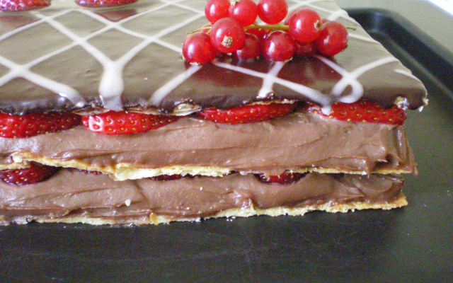 Mille feuilles fraises chocolat