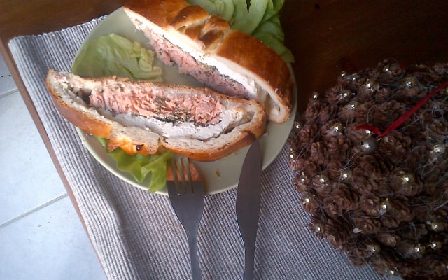 Coulibiac au saumon et à la faisselle