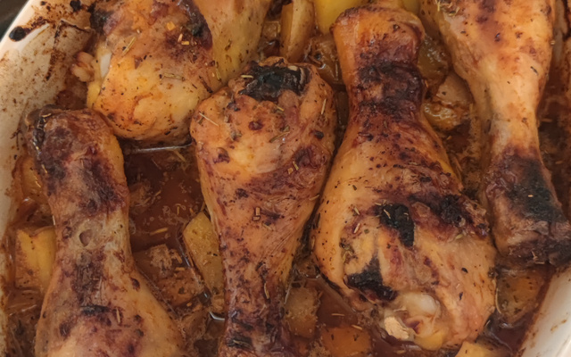 Poulet rôti et ses pommes de terre