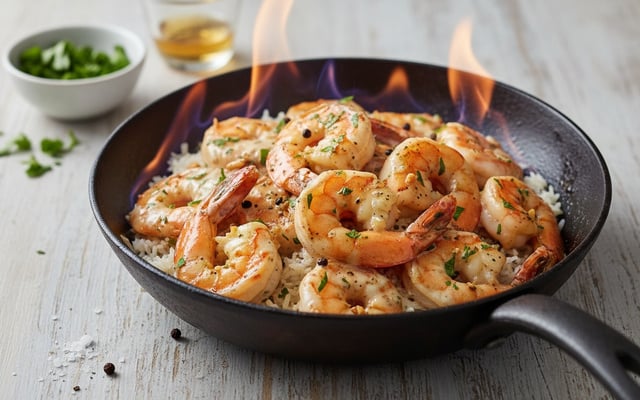 Gambas flambées au whisky