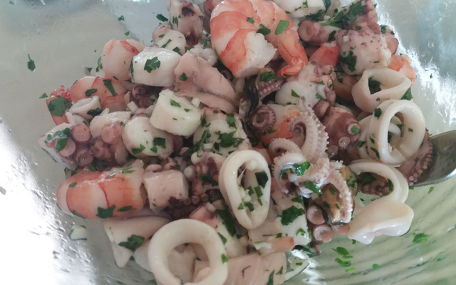 Salade terre-mer aux Haricots Tarbais et jambon de Bayonne croustillant par Silvia Santucci