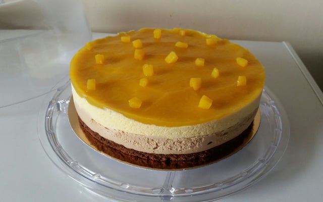 Bavarois pêche praliné