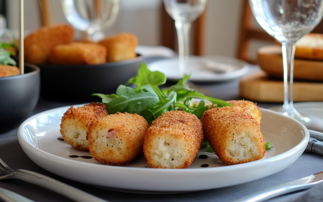Croquettes de purée, jambon, gruyère