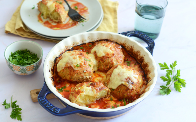 Balls gratinées au poulet et à la pomme de terre