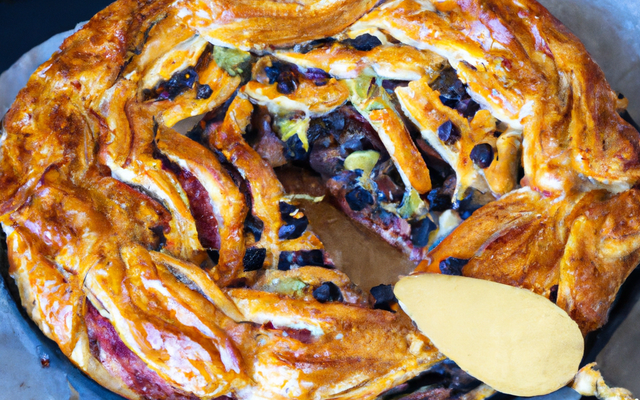 Galette des rois briochée à la frangipane et aux myrtilles